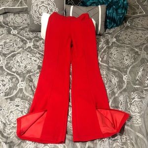 High Waisted Red Flare Dress Pants
